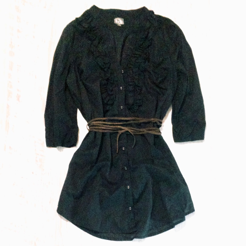 NWOT Converse Ruffle Belted Shirt Dress